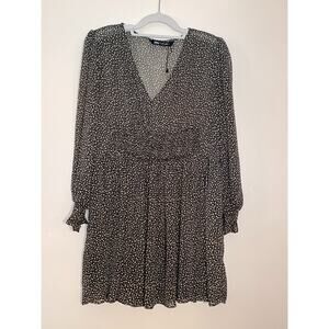 ZARA Mini Dress - Olive with Gathered Waist Detail - Lined Skirt - Size L - NWOT